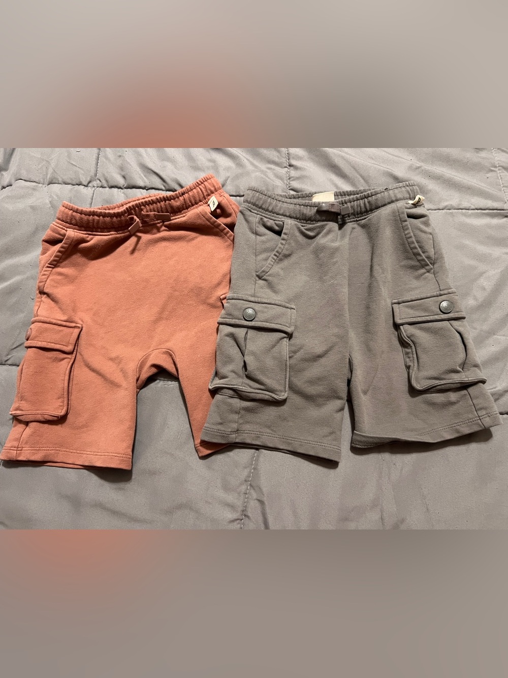 Kids Pull-On Cargo Shorts Set in Rust and Gray Size 4T